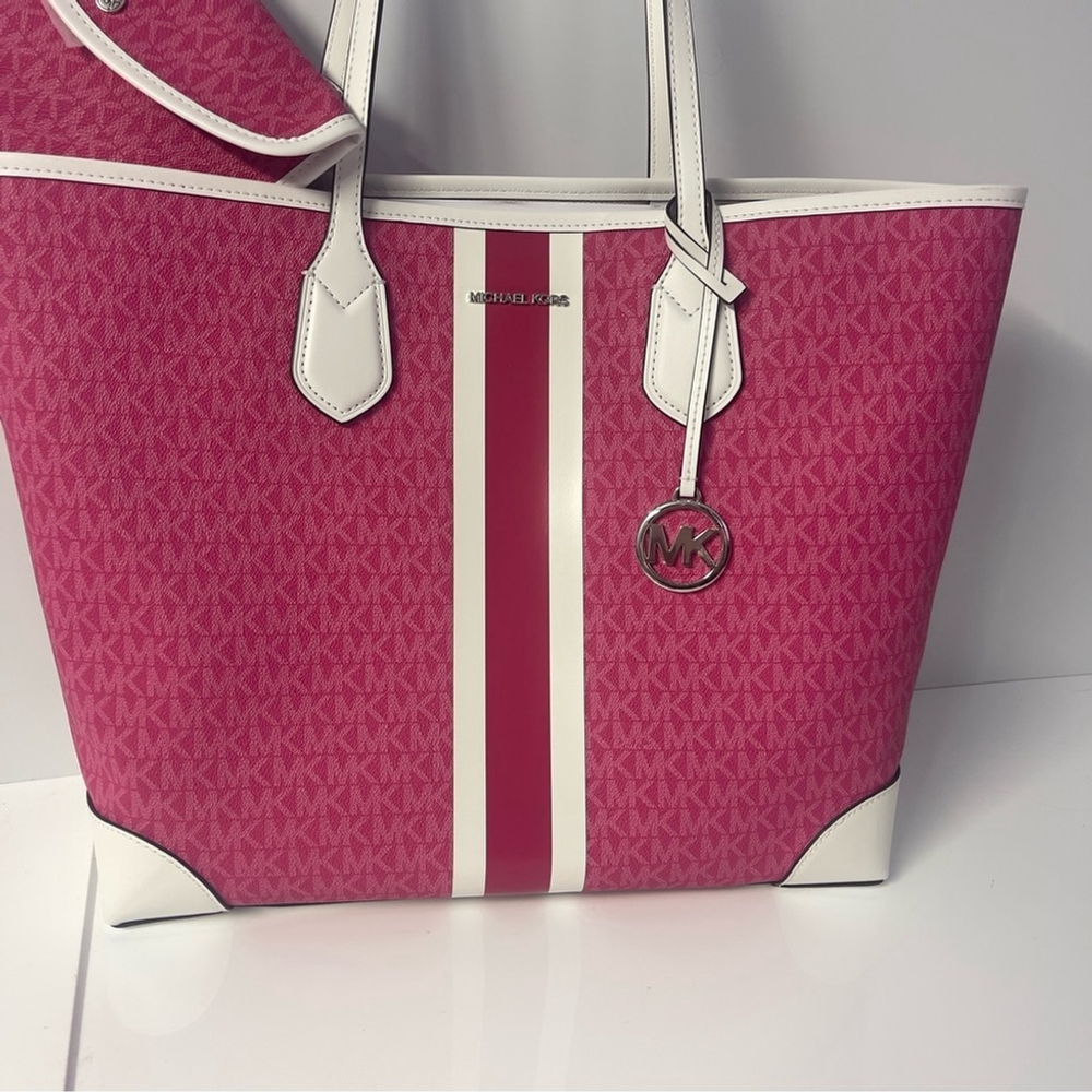 Michael Kors Eva Tote + Pouch & Wallet Dragonfruit - Picture 2 of 11